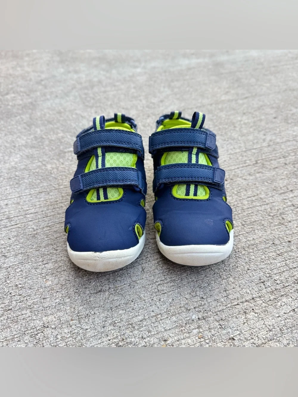 Cat & Jack Hank Boys Blue Lime Closed Toe Summer Sandals Hook Loop Straps Sz 11